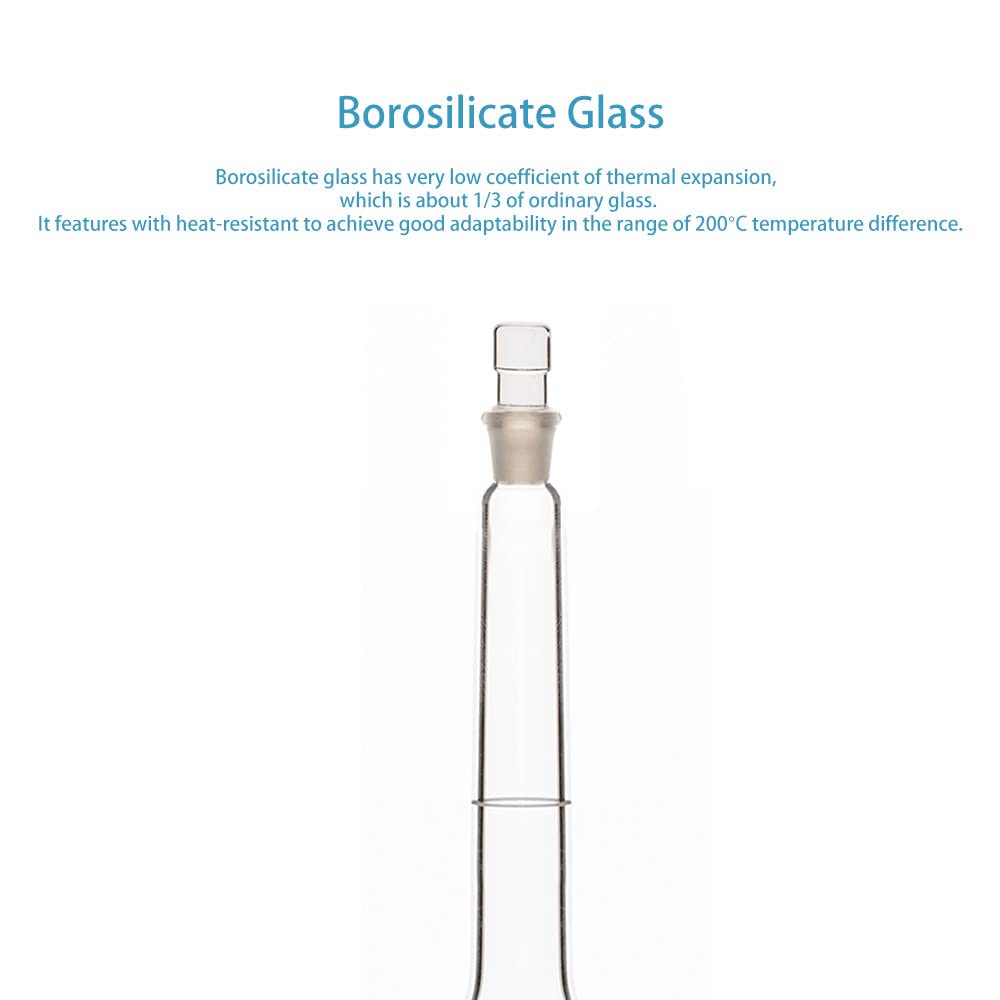 stonylab Glass Volumetric Flask Class A with Glass Stopper, Borosilicate Glass Heavy Wall Volumetric Flask Tolerance ±0.15 ml, 250 ml