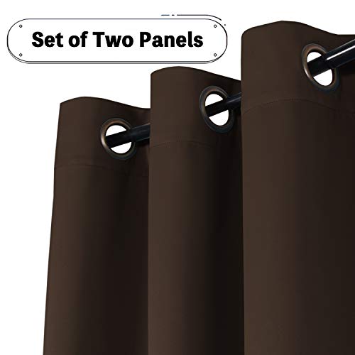 Turquoize Thermal Insulated Solid Grommet Blackout Curtains/Drapes for Livingroom Three Pass Microfiber Noise Reducing Energy Saving Room Darkening Curtains, 2 Panels, 52 Wide by 84 Length, Brown by Turquoize - Image 2