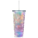 Bling NEW 24oz Tumbler with Lid and Straw Cups, Studded Fashion Water Ripple Double Venti Cups | 100