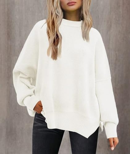 Image of SEMATOMALA Women's Oversized Plain Batwing Sweaters Fall Winter Crewneck Trendy Pullover Knit Jumper Tops