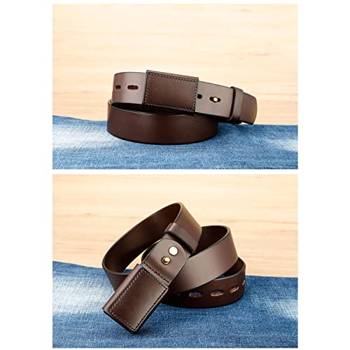 Metal Free Belt,Hypoallergenic Belts for Men, Men's No-Scratch Mechanic Belt ​Casual Rugged Belts,Brown,125CM/49.2''2