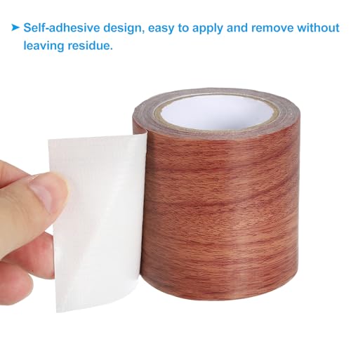 Image of PATIKIL Wood Grain Repair Tape 2.2 inch X15', 3 Pack Self Adhesive Realistic Textured Repair Tape Patch for Floor Door Table Cabinets Desk, Red Oak