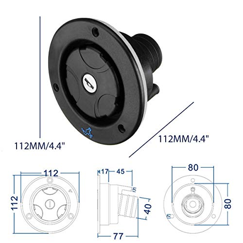 Image of MASO Motorhome Locking Water Cap, Fresh Water Inlet Universal Locking Water Filler Cap With Two Keys -Black