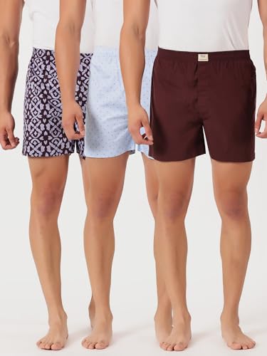 Image of Thomas Scott Men's | Cricket Club | Regular Fit | 100% Cotton | Casual | Woven | Boxer | Shorts | Pack of 3