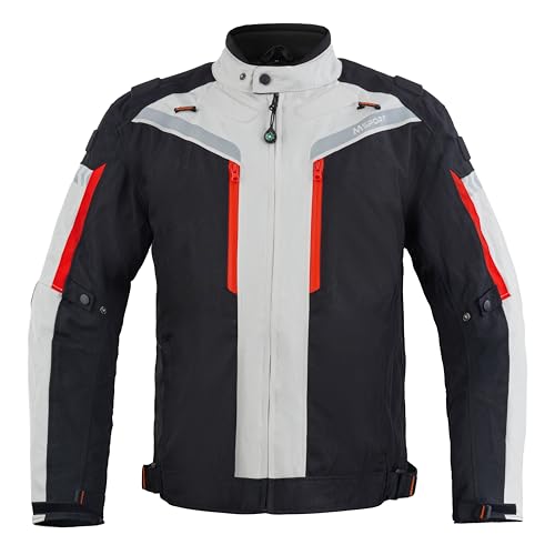 Msport Giacca Moto da Uomo 4 Stagioni Impermeabile Antivento con Fodera Termica Rimovibile e Protezioni CE Integrate - XL