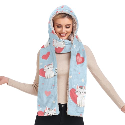 Bonnet d'hiver 3 en 1 haut de gamme écharpe et gants intégrés à motif chat chic