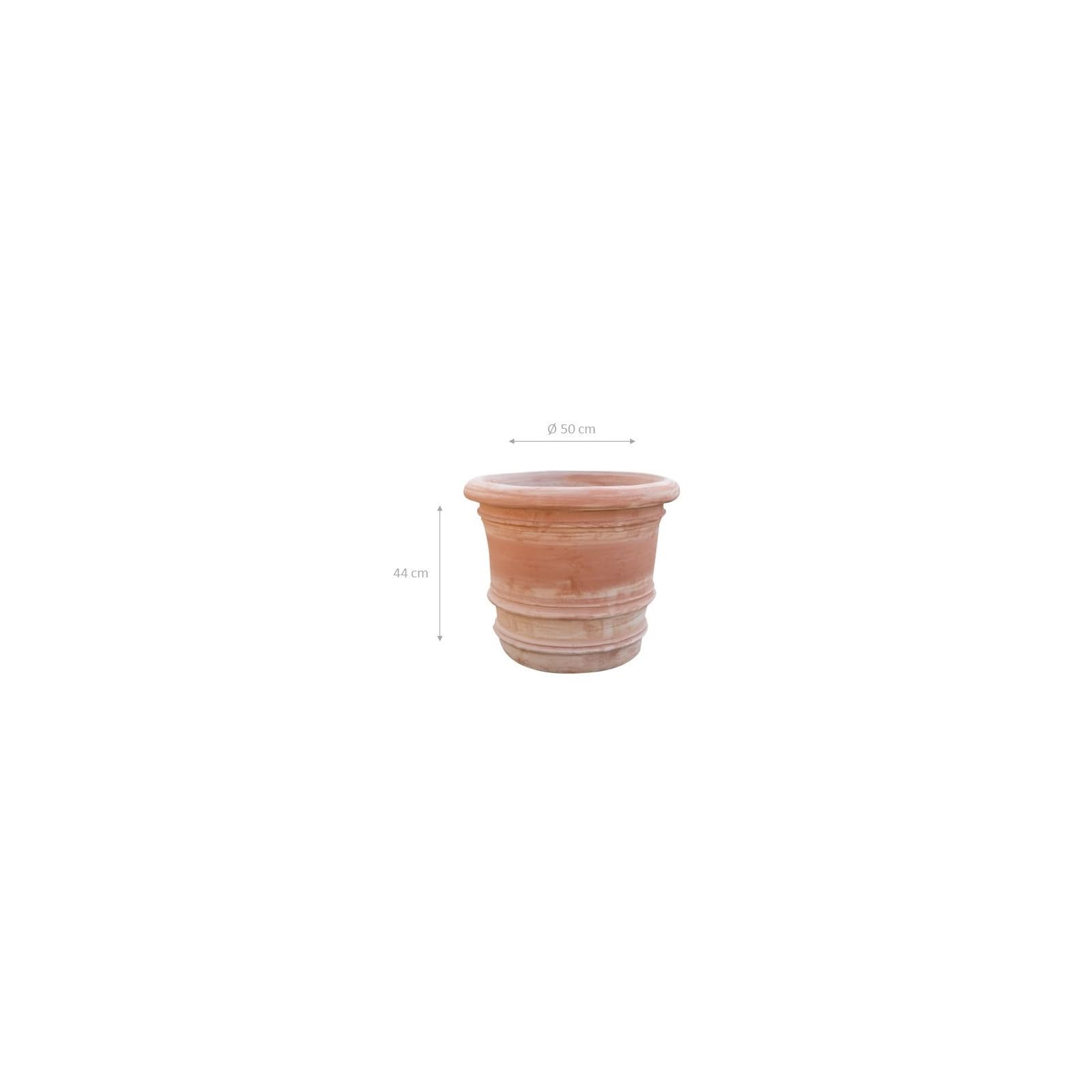 Biscottini Vase en terre cuite Toscane 50 x 44 x 50 cm - Grands pots en terre cuite pour l'extérieur et l'intérieur - Grand vase d'extérieur Made in Italy