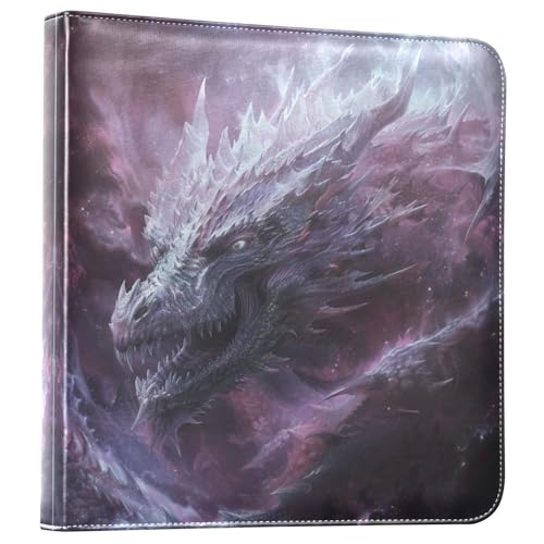 JIPONI Purple Magic Dragon Large Photo Album, DIY Leather Cover Scrapbook Albums for 4x6 5x7 6x8 Pictures, Self Adhesive Memory Book for Wedding, Baby, Family