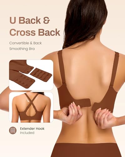 Image of Gailife Deep V Jelly Bras for Women No Underwire Wireless Seamless Push Up Bra Comfort Support Plunge Bralette Full Coverage -BR,S Brown