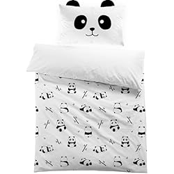Funda Nordica Oso Panda MUSOLEI Funda nórdica Infantil para niños Funda de edredón Panda Cama 90 Individual Juvenil 135x200cm Poliéster impresión 3D 1 Juego de Ropa de cama1 Funda de Almohada 50x75cm