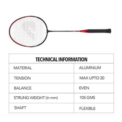Image of Boldfit Badminton Rackets Aluminium Badminton Racket with Full Cover Bag Standard Shuttle Bat Match Shuttle Bats Lightweight Badminton Shuttle Bat Aeroflex - Red Set