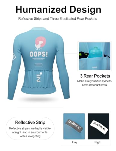 INBIKE Maillot Ciclista Bici Ciclismo Mujer Carretera Ropa Ciclismo Verano Manga Larga con 3 Bolsillos Transpirable Secado rápido Ciclismo Azul S - imagen 6