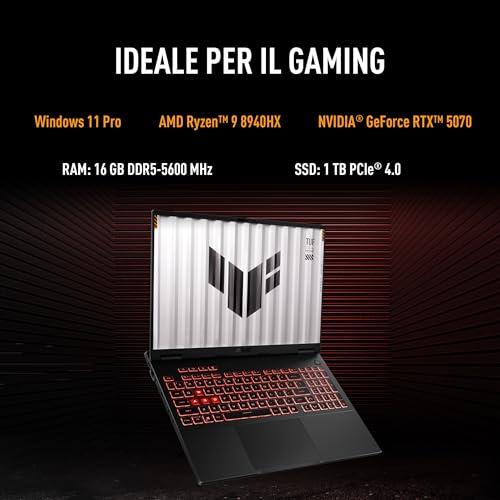TUF Gaming A16 FA608UH#B0DYF198SY, Notebook con Monitor da 16" Anti-glare, 165Hz, processore AMD Ryzen™ 7 260, RAM 16GB, 1TB SSD, NVIDIA® GeForce RTX™ 5050 8GB GDDR7, Win11 Home, Grigio - Notebook - Immagine 1