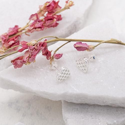 Boucles d'oreilles cœur damier argent sterling : cadeau idéal - 3