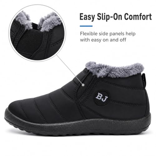 Image of Winter Snow Boots for Women Men, Lightweight Water-Resistant Boots | faux fur lining, rubber sole, warm winter wear, dog walking, errands, light snow, indoor outdoor