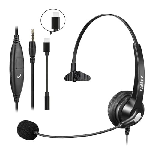 Callez Wired Computer Headset, 3.5mm Cell Phone Headset with Mic Noise Cancelling, USB-C Headphone for PC Laptop Mac iPhone Samsung Zoom Teams Call Center Home Office Work, in-line Controls
