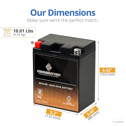 Image of CB CHROMEBATTERY YTX14AH-BS 12V 185 CCA 15 Ah Sealed AGM - Maintenance-Free Power for ATV UTV Motorcycle - Fits Polaris Sportsman 570, Honda Rancher, Yamaha Grizzly - T3 Terminal