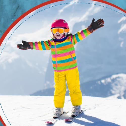 Image of Honoson 2 Pairs Kids Snow Gloves, Winter Waterproof