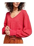 Free People FREE PEOPLE Womens Pink Scoop Neck Sweater Size L