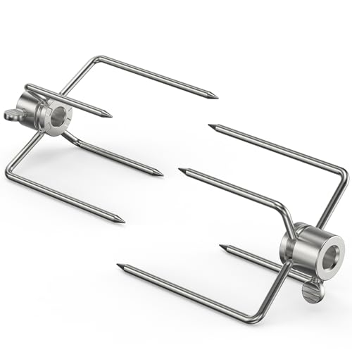 Onlyfire BRF-6007 Edelstahl Fleischnadel, BBQ Grillgut Klammer für Durchmesser von Grillspieß 10 mm und kleiner