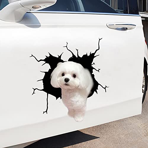 Oautosjy 4Pcs Pet Dog Car Crack Decals Dog Window Clings Puppy Crack Electrostatic Stickers For Car Window Wall Realistic Animal Funny Static Sticker 3D Car Window Decal Auto Decor Accessories Type 15 #TOP6