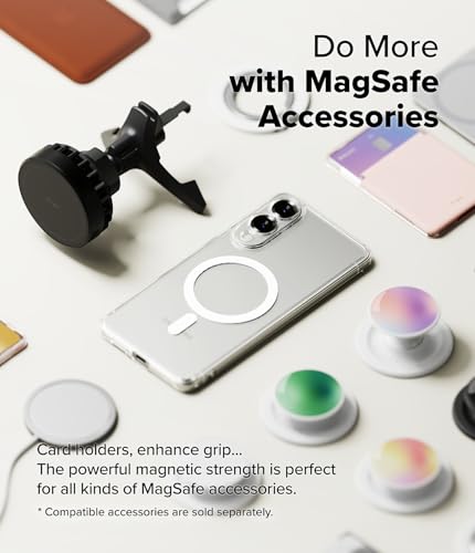 Image of Ringke Fusion Magnetic Compatible with Samsung Galaxy S25 Edge Case Cover [Strong Magnet] Transparent Hard Back Shockproof Soft TPU Bumer S25 Edge Back Cover - Magnetic Clear