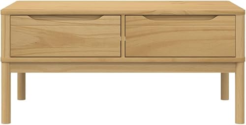 Miniatura 5 de Mesa de centro de cera floro marrón 39 x 21.9 x 17.7 pulgadas, madera de pino maciza, mesas auxiliares mesa de centro para sala de estar, balcón,