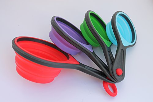 Skemix 8 Piece Value Pack – Silicone Measuring Cups And Spoons - Portable, Collapsible, And Made Of Durable-Long Lasting Food Grade Silicone. #TOP1