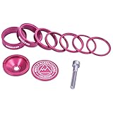 Wheels Manufacturing Pro Aluminum Headset Spacer Kit 1-1/8in Spacer Set Pink