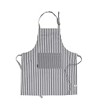 AMOUR INFINI Stripe Apron | 27.5 x 33 Inches| 100% Organic Cotton | Womens Apron for Cooking, Baking