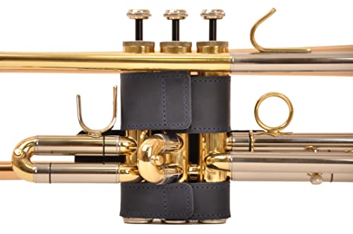 MG Leather Work Trumpet Valve Guard Genuine Leather of protection and comfort (Guard, Dark Blue) - Thumbnail 2