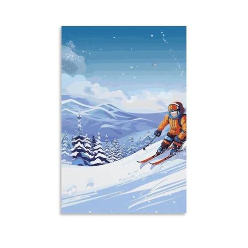 Décoration de chambre chalet avec cette toile de ski d'hiver moderne