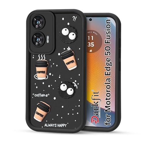 Image of Back Case Cover Compatible with Motorola Edge 50 Fusion | Cute Fun Cartoon Ball 3D Coffee Silicone Case | Body Protection | Camera Protection | Shock Proof | Color Black | Pack of 1