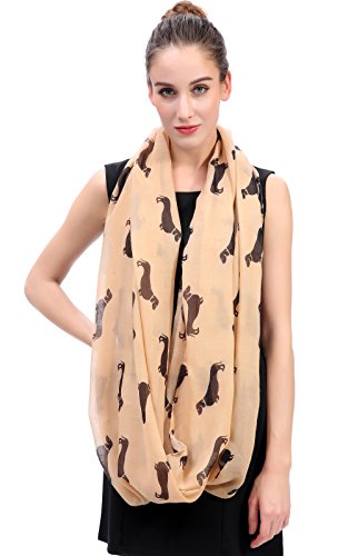 Lina & Lily Dachshund Doxie Dog Print Women's Infinity Scarf Lightweight3