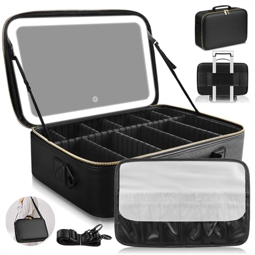 Large Capacity Makeup Bag with LED Mirror