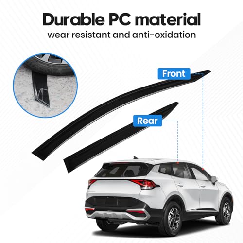 Image of Sportage Rain Guards - Window Visors for Kia Sportage 2023-2025 2026, Out-Channel Side Window Rain Guards for Sportage Accessories, 4PCS, Black, Car Accessories