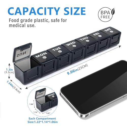 Image of 2-Pack Weekly Large Pill Organizer for Travel, 7 Day Pill Boxes and Organizer, Big Compartments Pill Case AM PM,14 Day XL Medication Organizer Dispenser for Fish Oils, Vitamin Holder Supplement