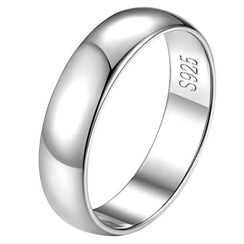 FindChic Anillo Hombre Plata de Ley 925 Anillo Simple Minimalista para Parejas 5mm Ancho Talla 19.75 Chapado en Oro Blanco