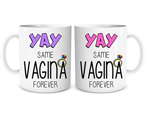 Tassen-Set für Paare, lustige Tassen Yay SameVagina Forever Gay Lesben Verlobung Gleichgeschlecht Hochzeitsgeschenk Prersent WSDMUG1995