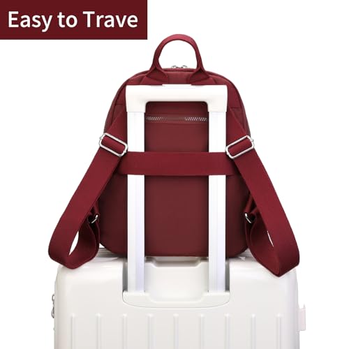 Image of Tanweibago Mini Nylon Women Backpacks,11L Small Ladies backpacks Casual Lightweight Women Shopping Travel Daypack (Wine Red)