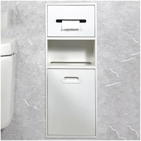 Mampara de ducha de acero inoxidable: estante empotrado blanco para baño