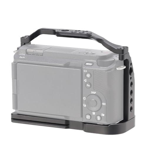 Image of FocusFoto Camera Cage with Top Handle Kit for Sony ZV-E1 Camera, Aluminium Vlogging Stabilizer Rig with NATO Rail, 1 /4 inch-20 Screw Mount, 3 /8 inch-16 Locating Pin for Arri Grip, Quick Release Plate for Arca
