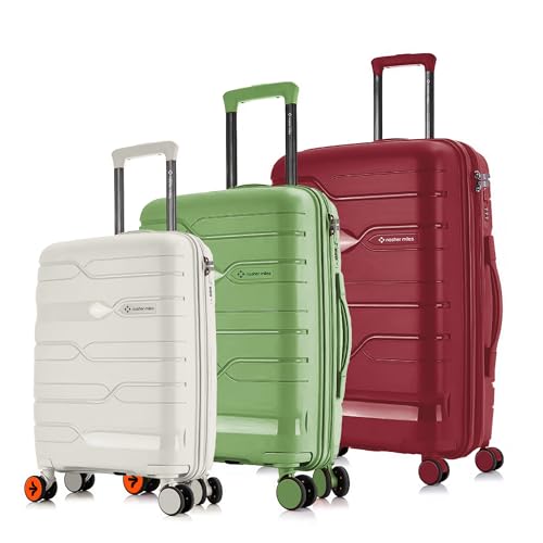 Image of Nasher Miles Paris Hard-Sided Polypropylene Luggage Set of 3 | 55cm, 65cm & 75cm | 8 Wheels Double Spinner Small, Medium & Large Trolley Bag for Travel | Suitcase (Multicolor)