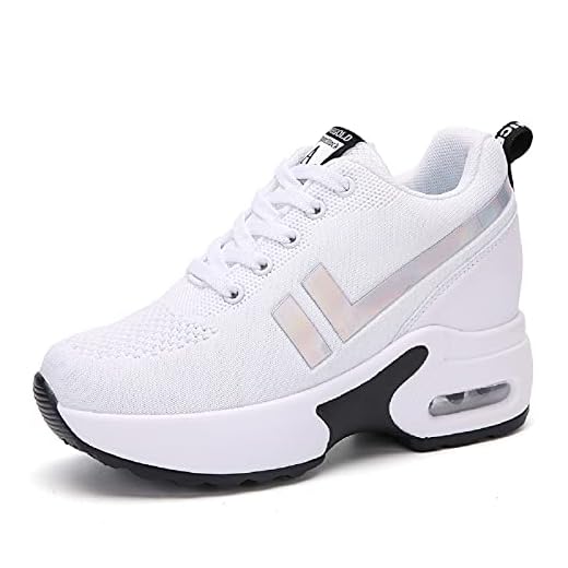 AONEGOLD Sneakers dam med kilklack sportskor löparskor kilskor sneakers ventilerande bekväma nät fritidsskor, Vit, 39 EU