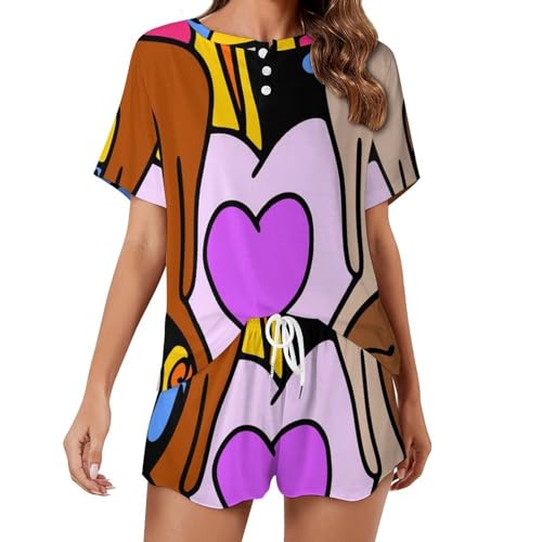 Pyjama pour femme manches courtes en coton léger pour l'été