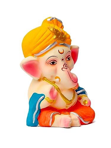 Image of Bossify 100% Eco-Friendly Clay Ganesh Idol Ganesh Ji Murti for Visarjan 4.5 Inches | Shadu Mati Ganesh Murti | Clay Ganpati Idol for Home | Ganpati for Ganesh Chaturthi | Home Decor