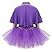 CHICTRY Girls' Circus Trapeze Costume Sparkle Princess Girl Ruffles Leotard with Gloves Halloween Dress up Outfits Sets (3pcs Tutu Purple, 2)
