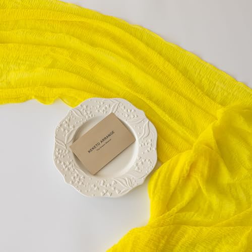 image for Keketoarrange 6pcs Yellow Gauze Rustic Cheesecloth Table Runner 120 In