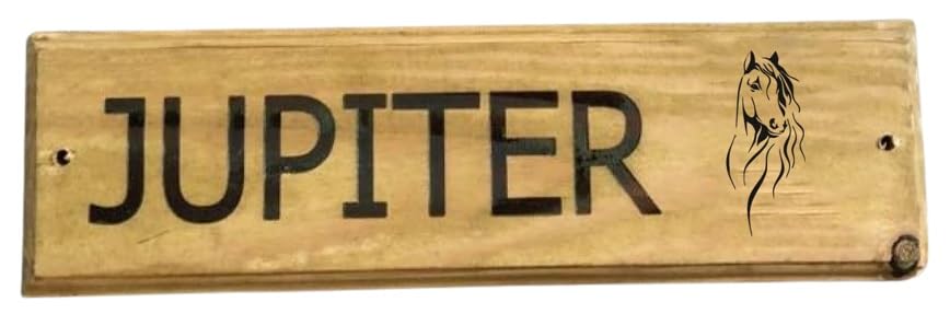 Furever Gifts Handmade Personalised Wooden Horse Stable Door Sign Various Designs 320mm x 100mm x 20mm (Horses Head 9 Tahoma Font)