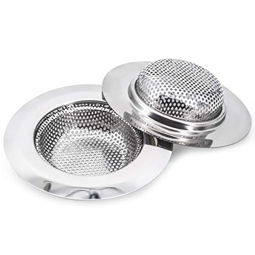 Kitchen Sink Strainer Stainless Steel Sink Strainer with Large Wide Rim 4.5" for Mesh Sink Strainer, Bathroom, Slop, Laundry, RV, Lavatory, Large (Pack of 2)